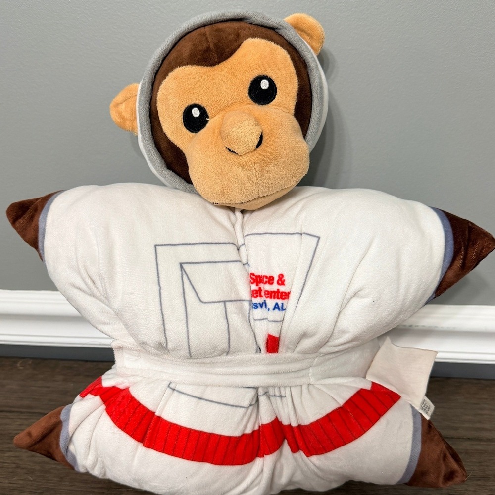 NASA US Space & Rocket Center Astronaut Monkey Plush‎ Pillow Souvenir White